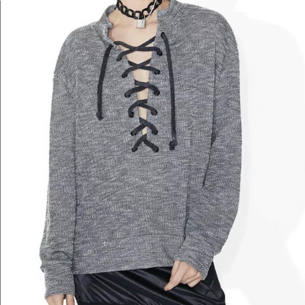 NEW! DAYDREAM NATION S Sweater Terry Dream Pullover Lace-Up